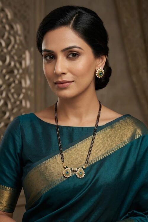 Peacock Blue Pearl Mangalsutra Set