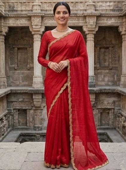 Women's Two Tone Fendy Chiffon Saree - Image 2