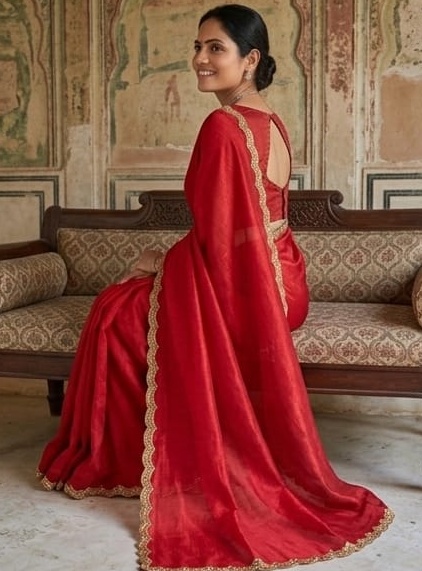 Women's Two Tone Fendy Chiffon Saree - Image 3